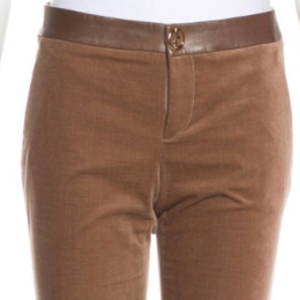 Lux GUCCI Velvet Pants with gold GG icon closure